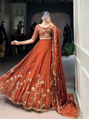 Elegant Lavender Gold Silk Lehenga with Embroidered Dupatta – Festive & Wedding Wear AllTreandy
