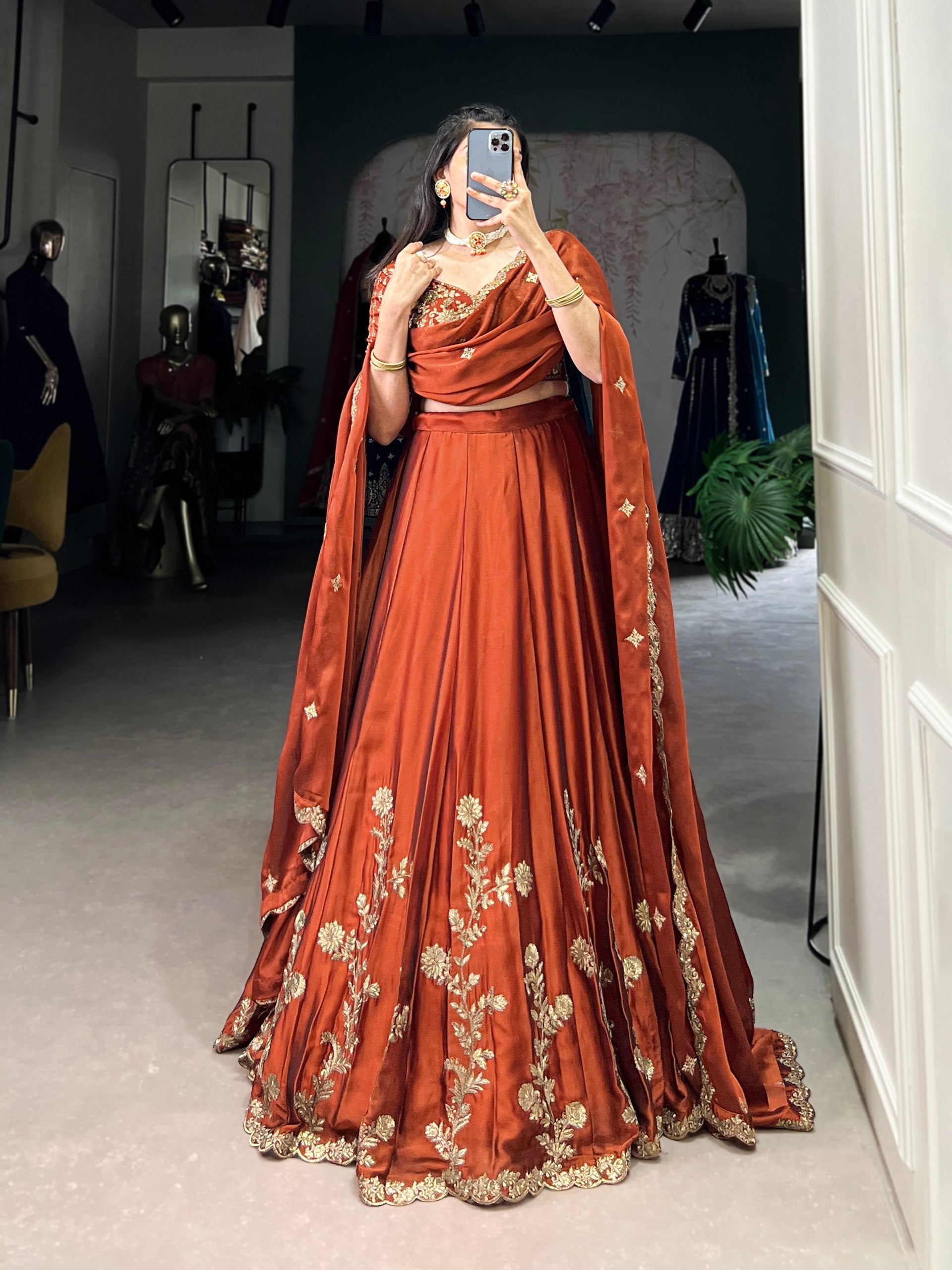 Elegant Lavender Gold Silk Lehenga with Embroidered Dupatta – Festive & Wedding Wear AllTreandy