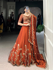 Elegant Lavender Gold Silk Lehenga with Embroidered Dupatta – Festive & Wedding Wear AllTreandy