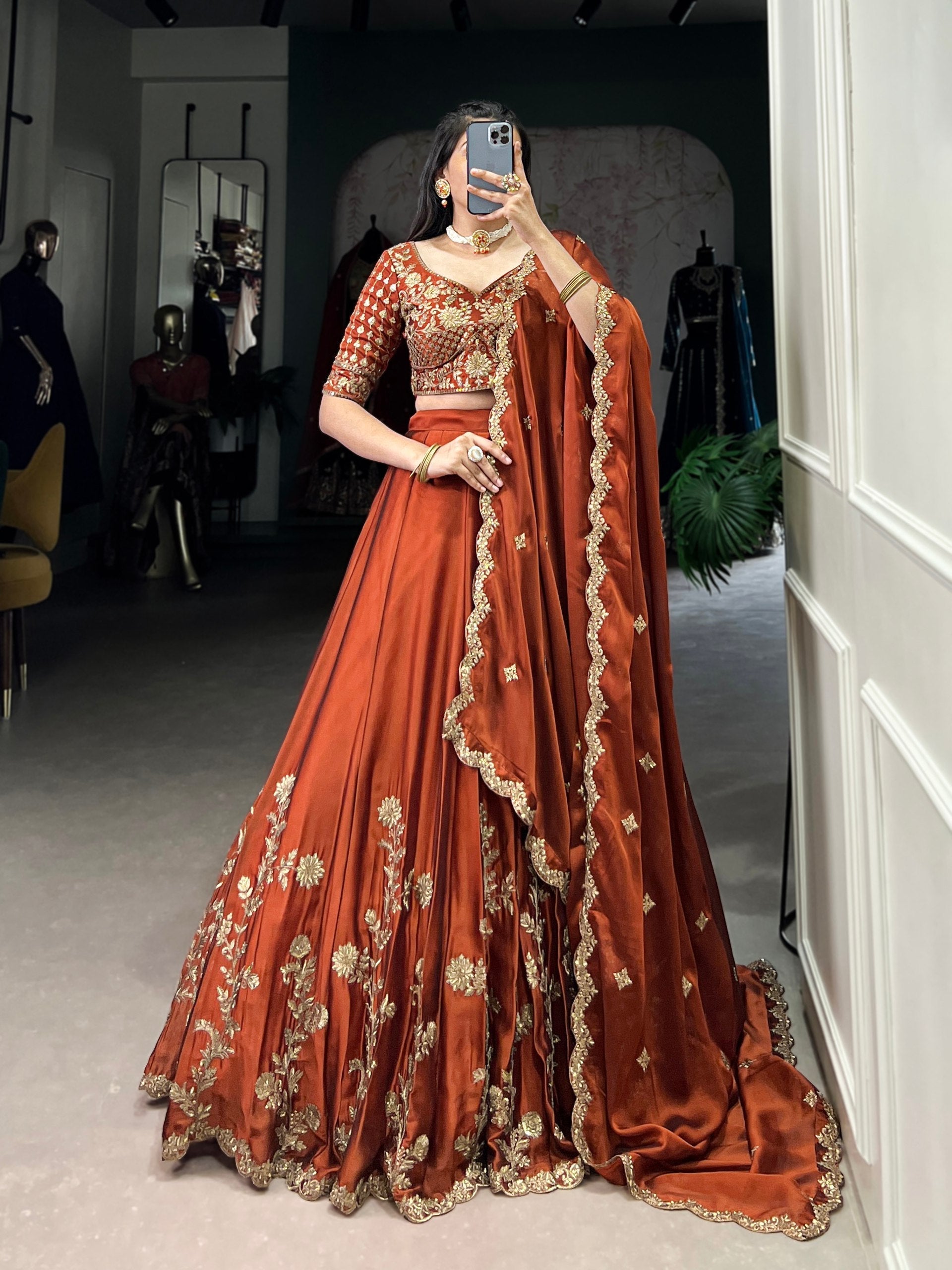 Elegant Lavender Gold Silk Lehenga with Embroidered Dupatta – Festive & Wedding Wear AllTreandy