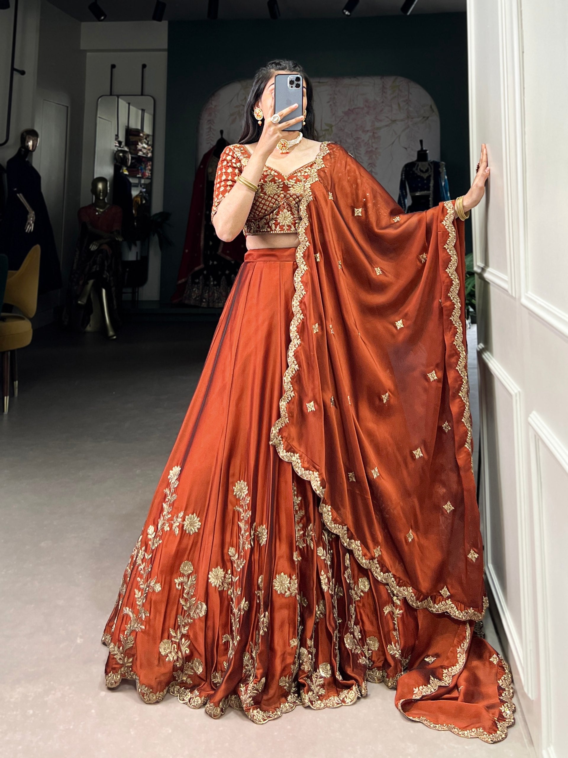 Elegant Lavender Gold Silk Lehenga with Embroidered Dupatta – Festive & Wedding Wear AllTreandy