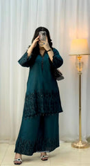 Elegant Teal Embroidered Kurta Set – 3 Piece AllTreandy
