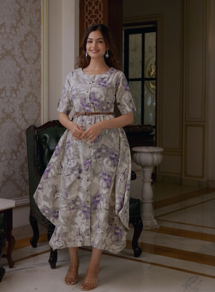 Bombay Paisley Pattern calf length dress
