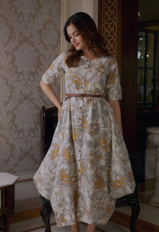 Bombay Paisley Pattern calf length dress