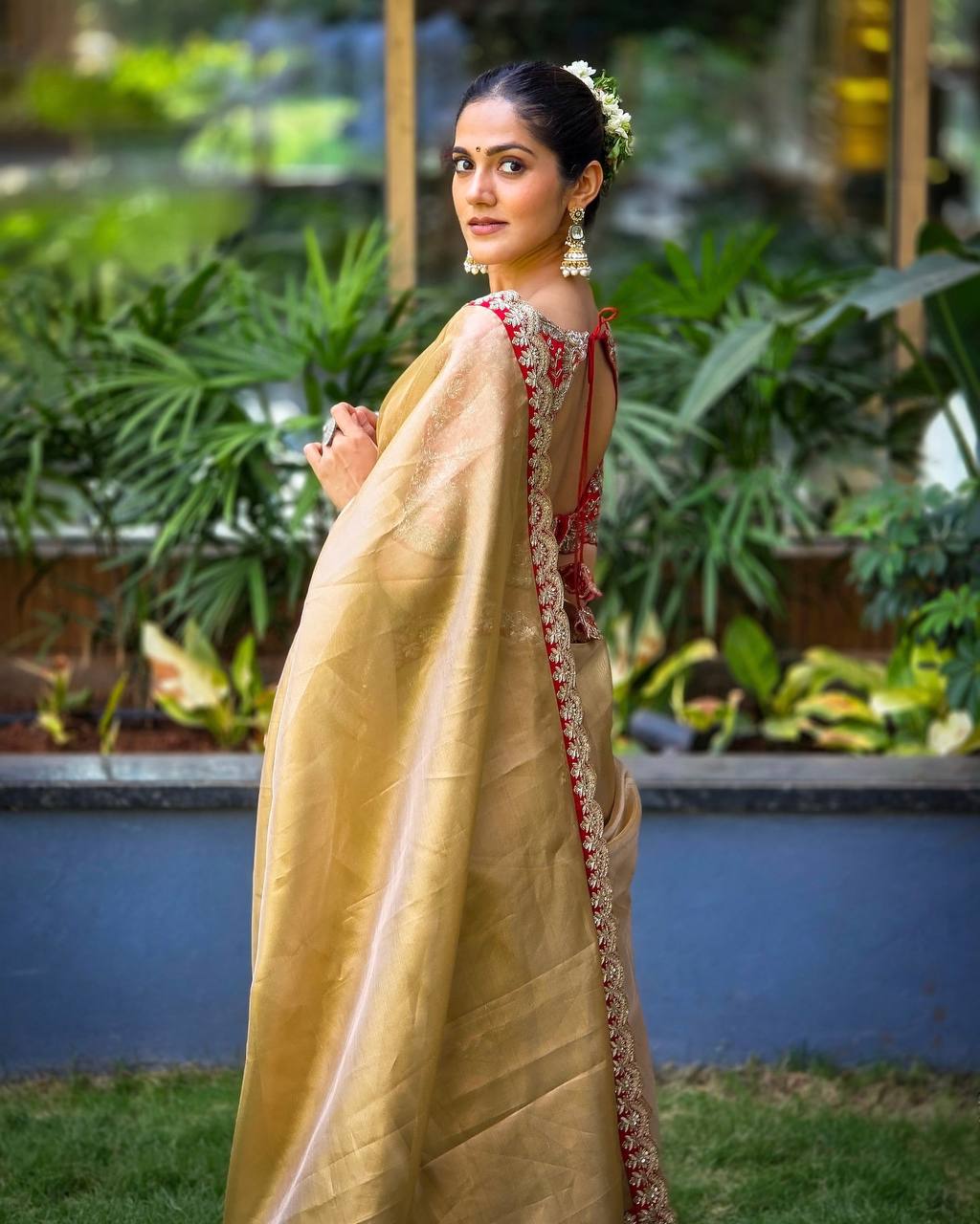 Premium zoya Silk Gold Soft tissue fabric