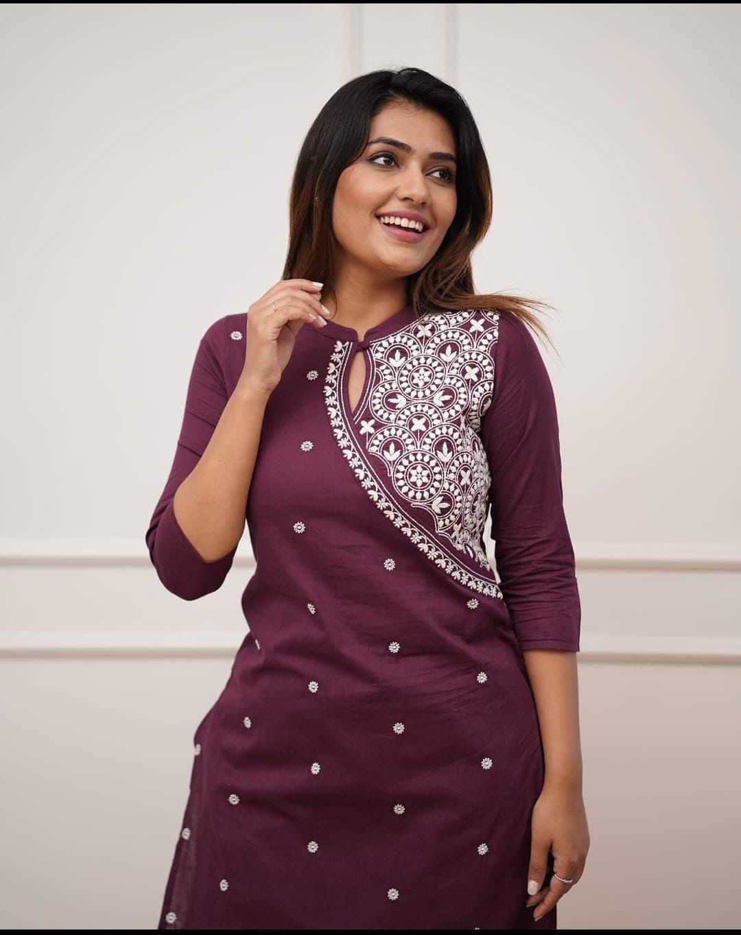 office wear classy kurti pant  with embroidery detailing for all day comfort and trendy look