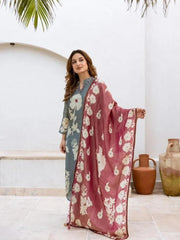 Beautiful pure cotton kurti pant dupatta set