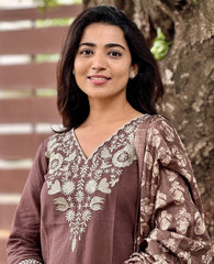 HANDLOOM  COTTON KURTI WITH EMBROIDERY WORK