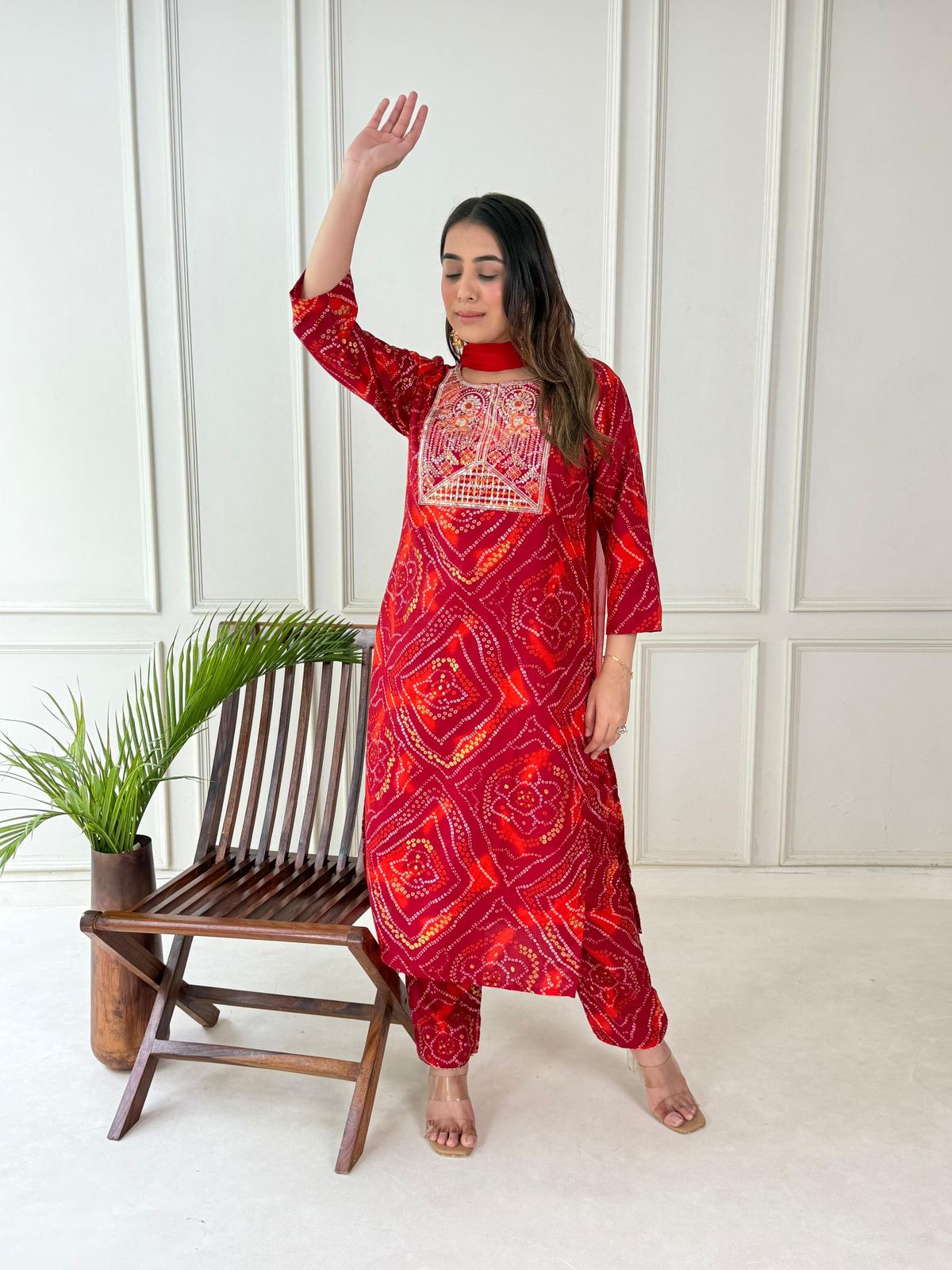 Beautiful heavy premium fully handwork kurti. pant and dupatta