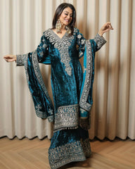 PRESENTING GOOD QUALITY HEAVY VELVET KURTA & PANT (3-PIS SET)