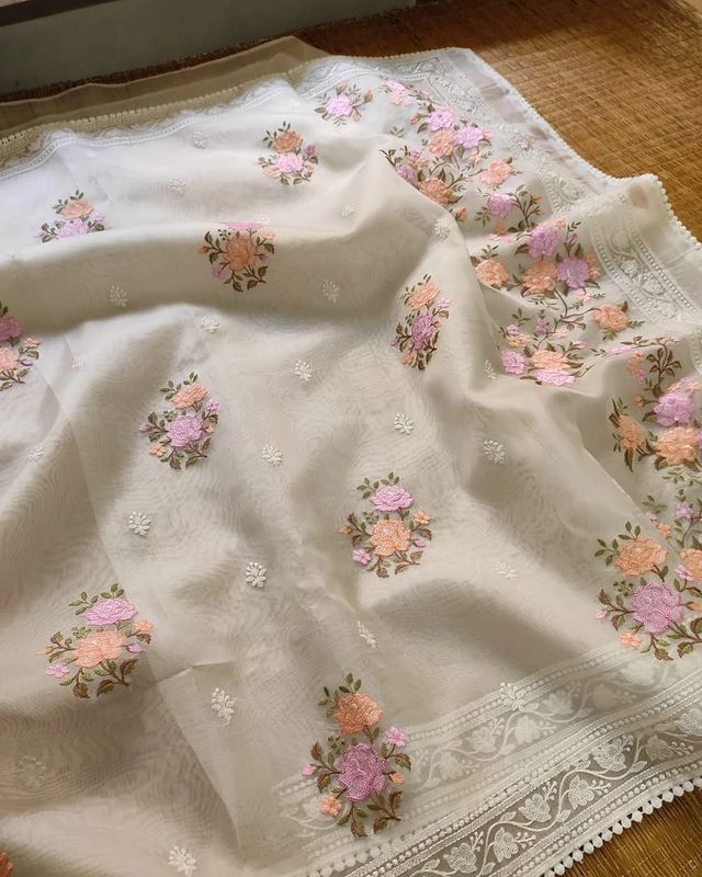 pure organza saree
