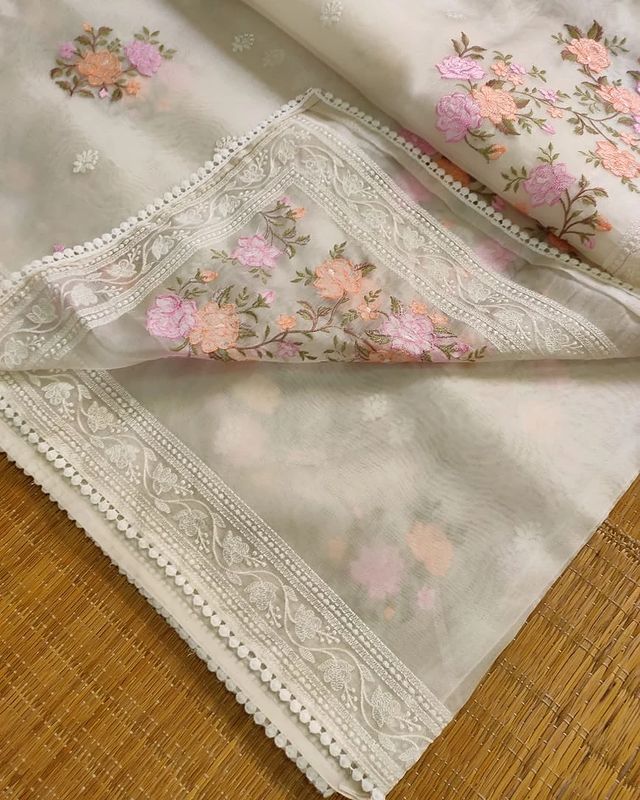 pure organza saree