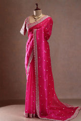 Premium Tibby silk saree PINK
