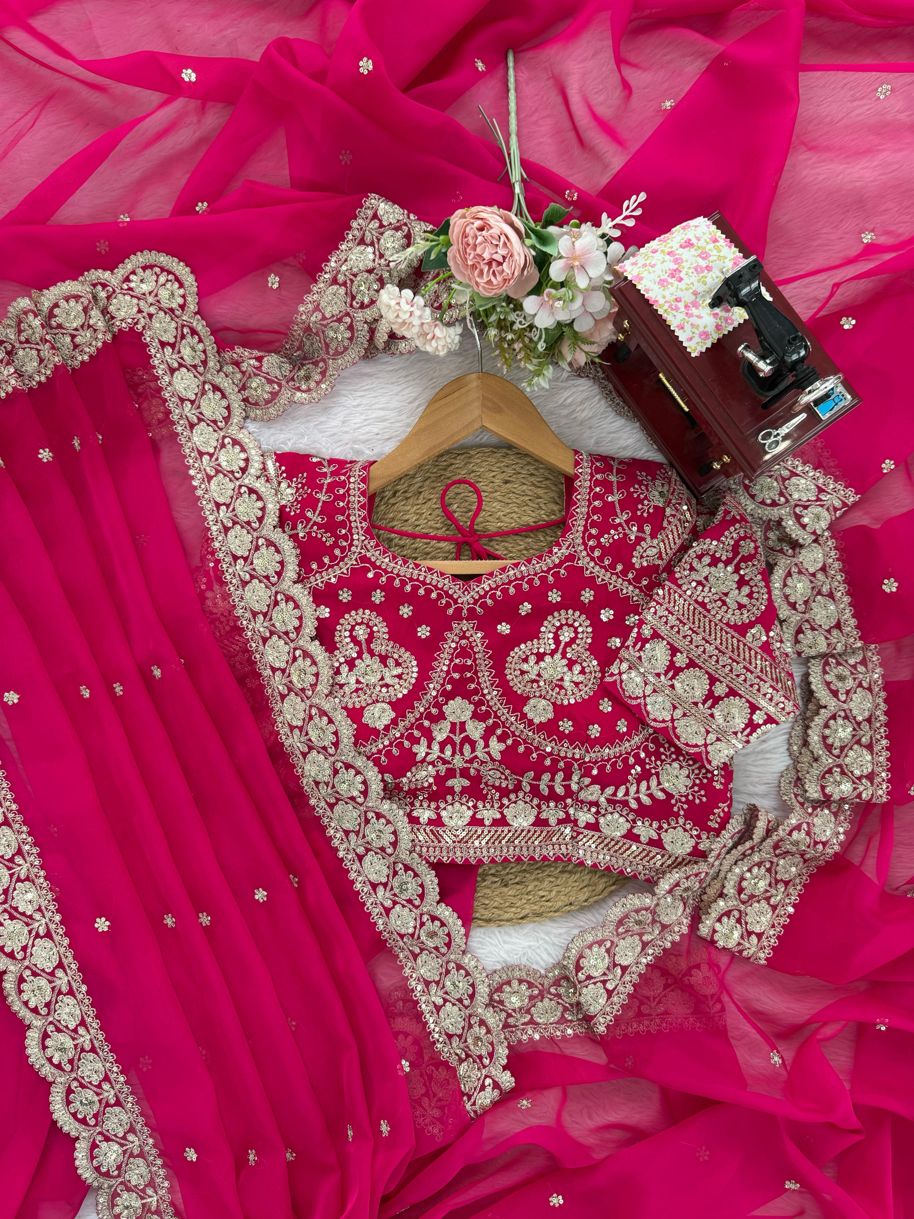 Premium Tibby silk saree PINK