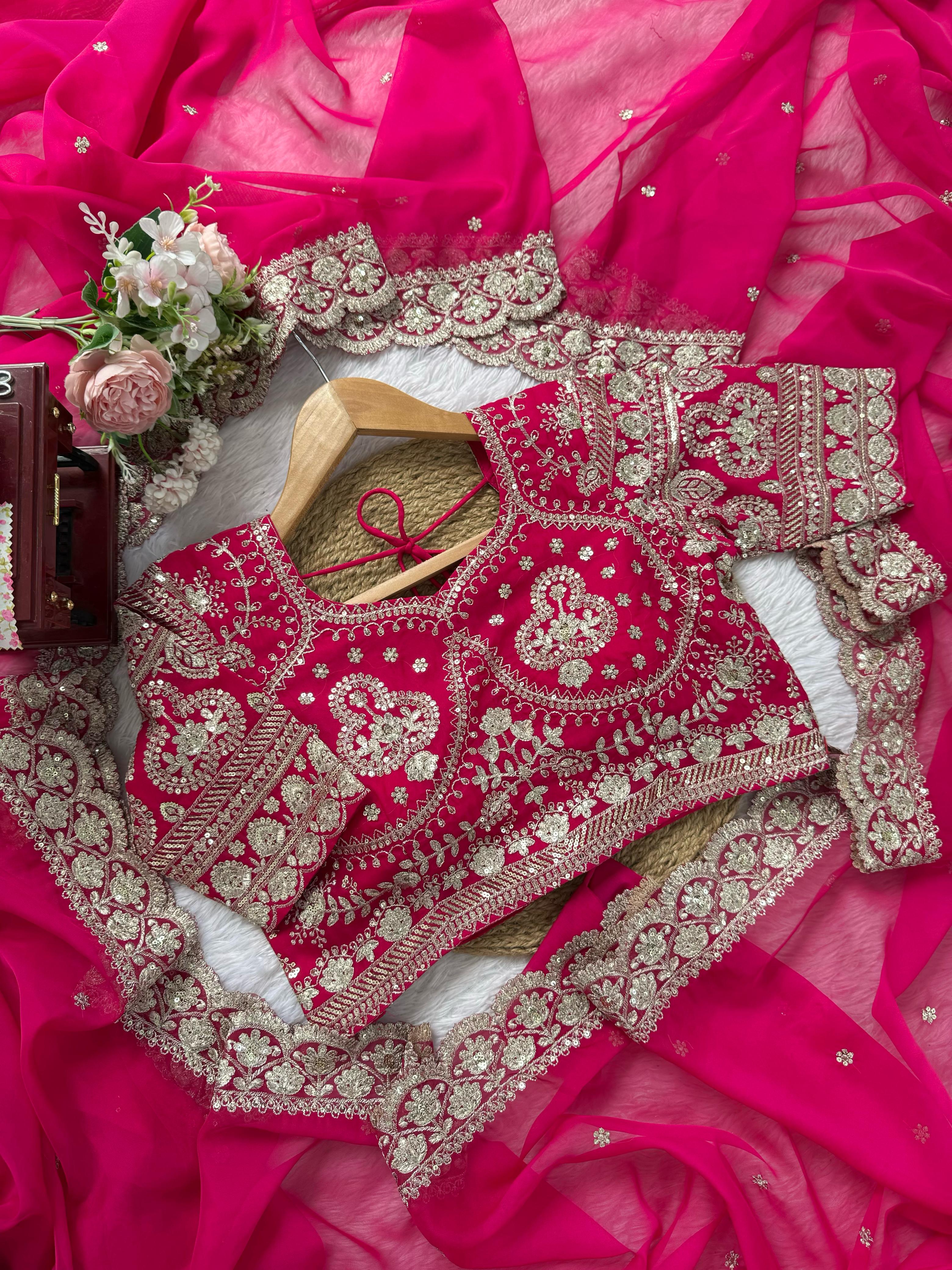 Premium Tibby silk saree PINK