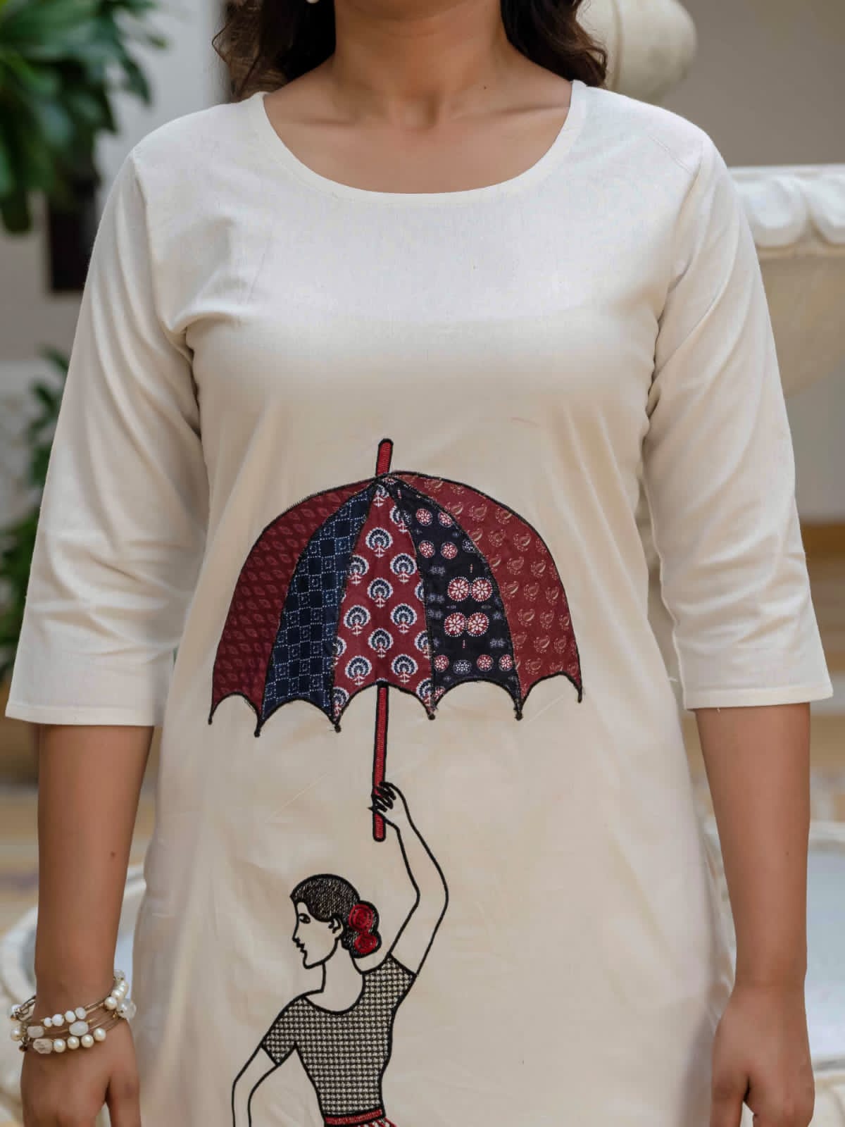 Beautiful Suit Sets in PURE KHADI COTTON Top With Plazzo, it is beautifully decorated with Multi thread work desgins