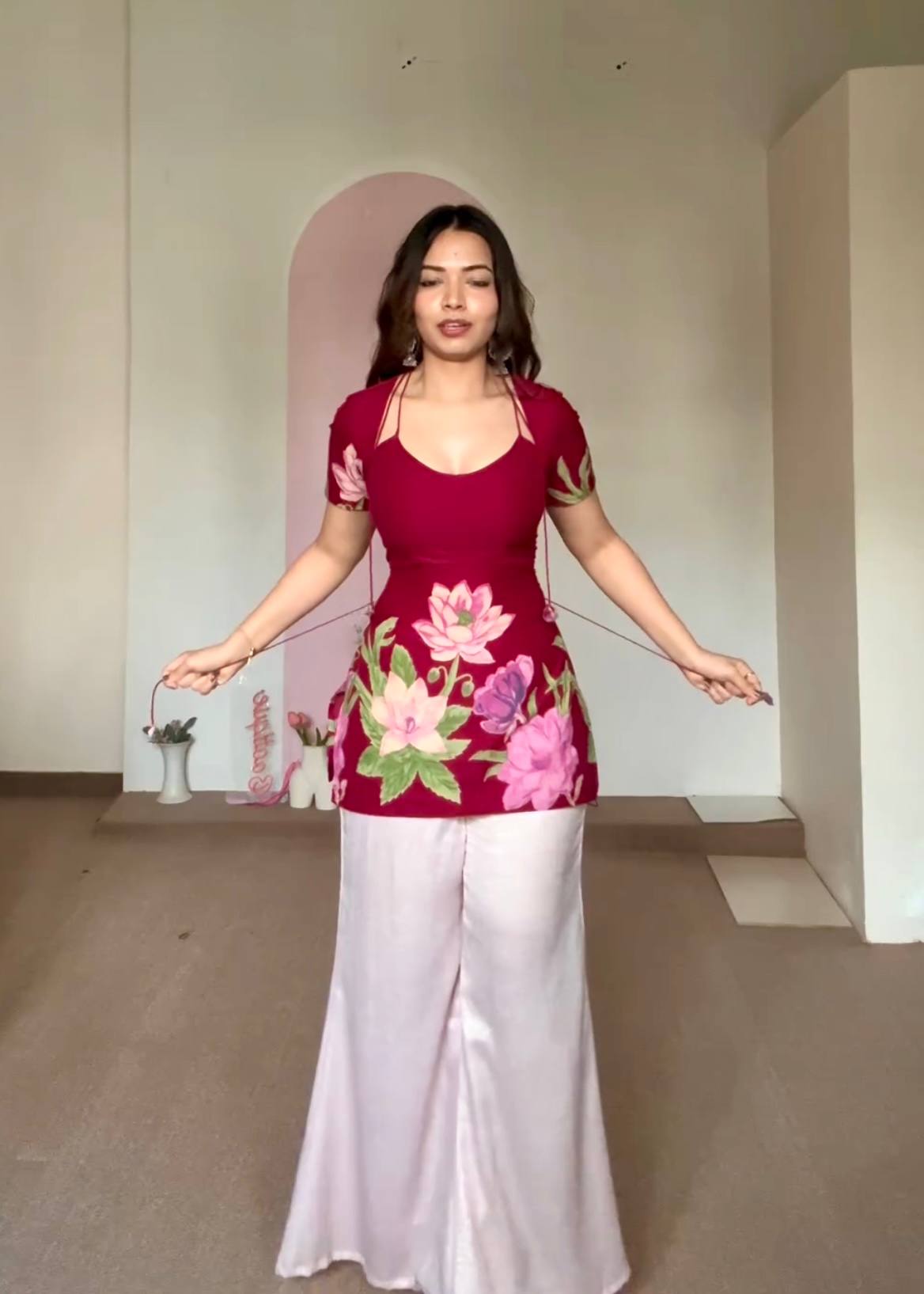 Đěsigner Party Wear Look Printed Pur Roman Silk 2Pc Laila Kurti & Plazzo Set