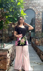 Đěsigner Party Wear Look Printed Pur Roman Silk 2Pc Laila Kurti & Plazzo Set