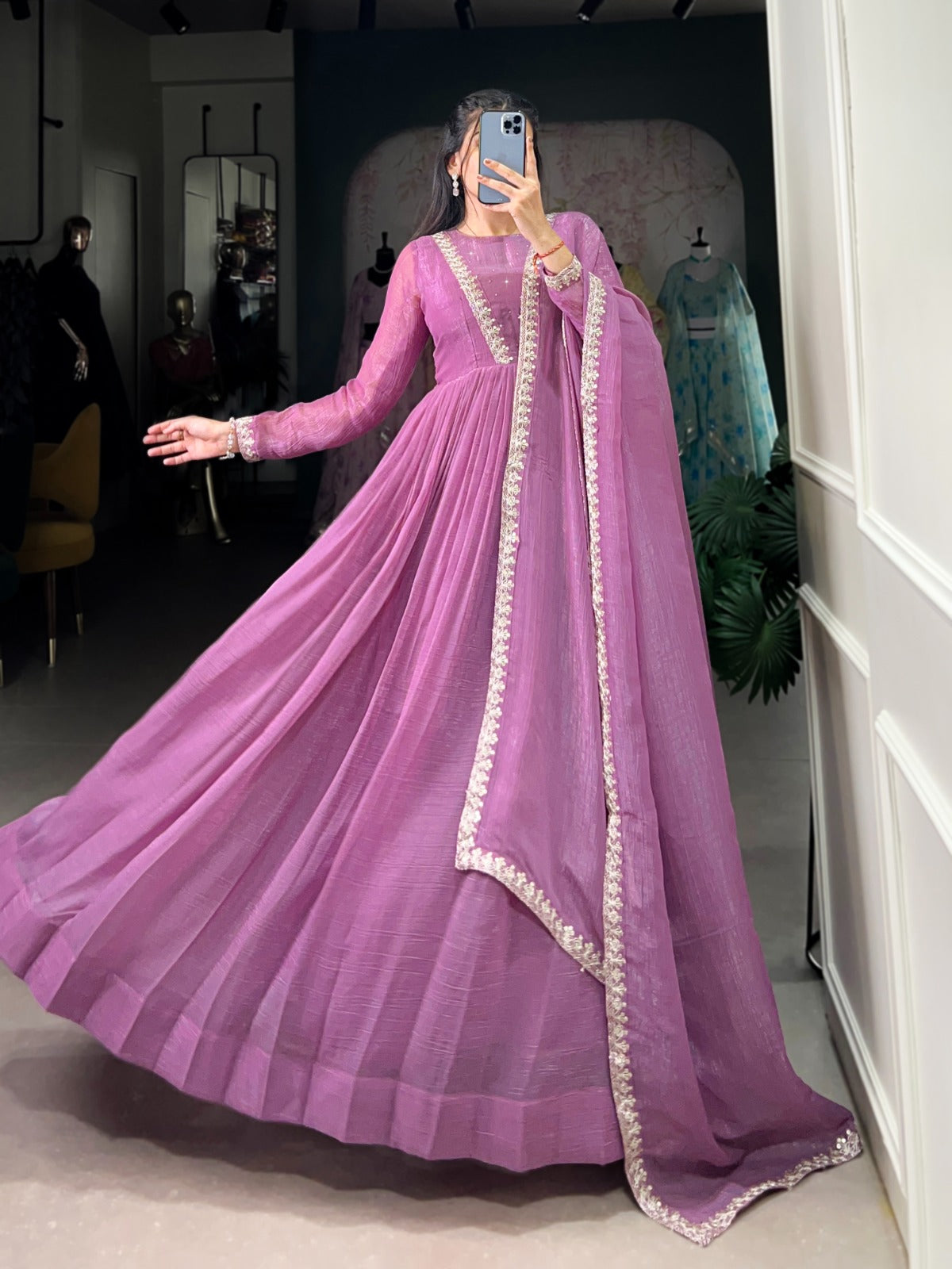 Pink Anarkali Suit with Dupatta for Women | Partywear & Wedding Anarkali Dress