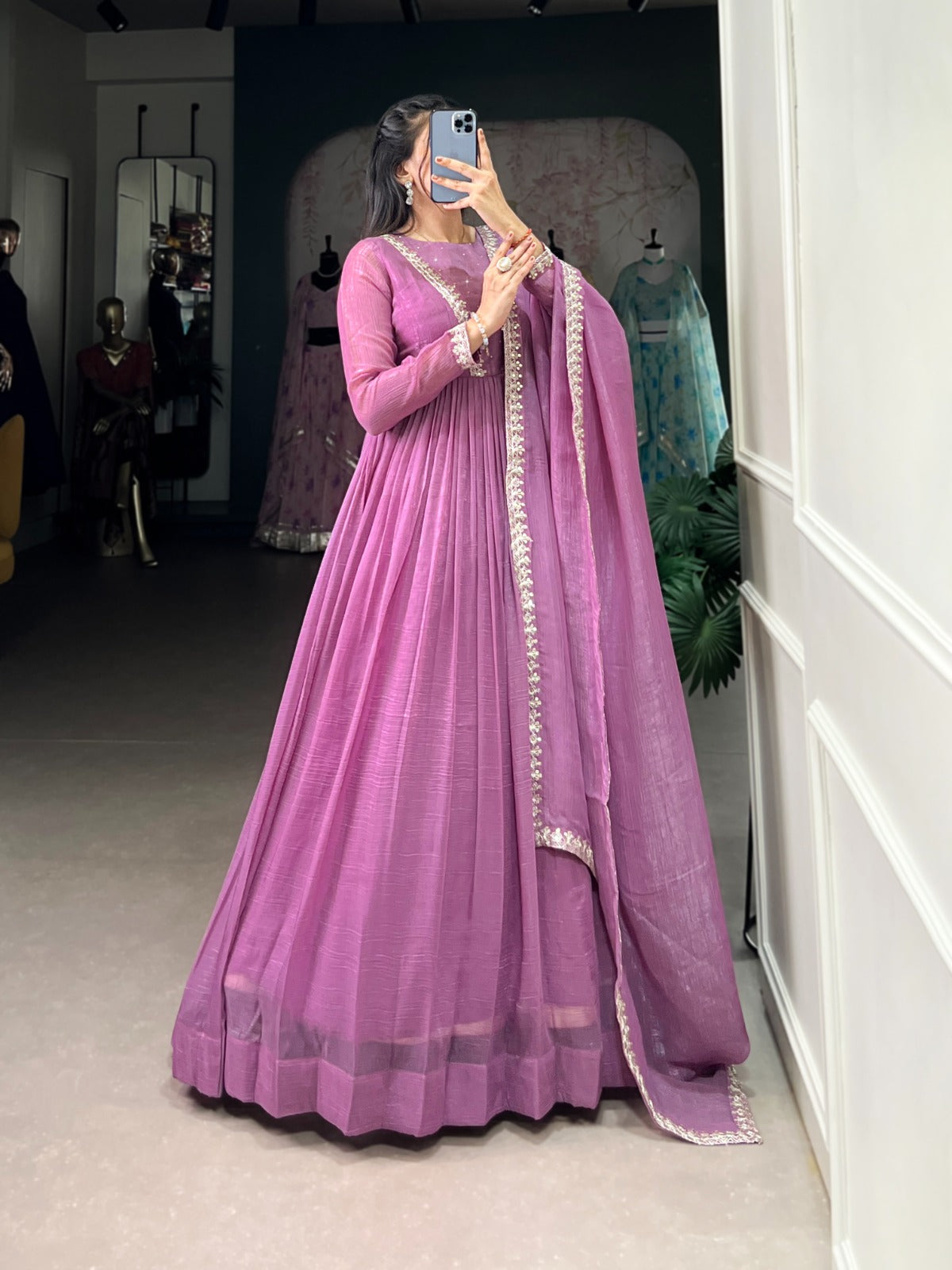 Pink Anarkali Suit with Dupatta for Women | Partywear & Wedding Anarkali Dress