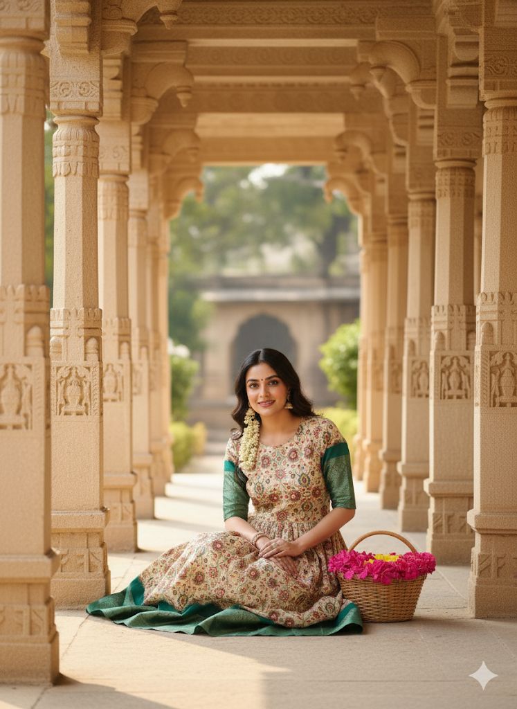 Gracefully elegant in this stunning kalamkari  Anarkali dress