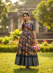 Gracefully elegant in this stunning kalamkari  Anarkali dress