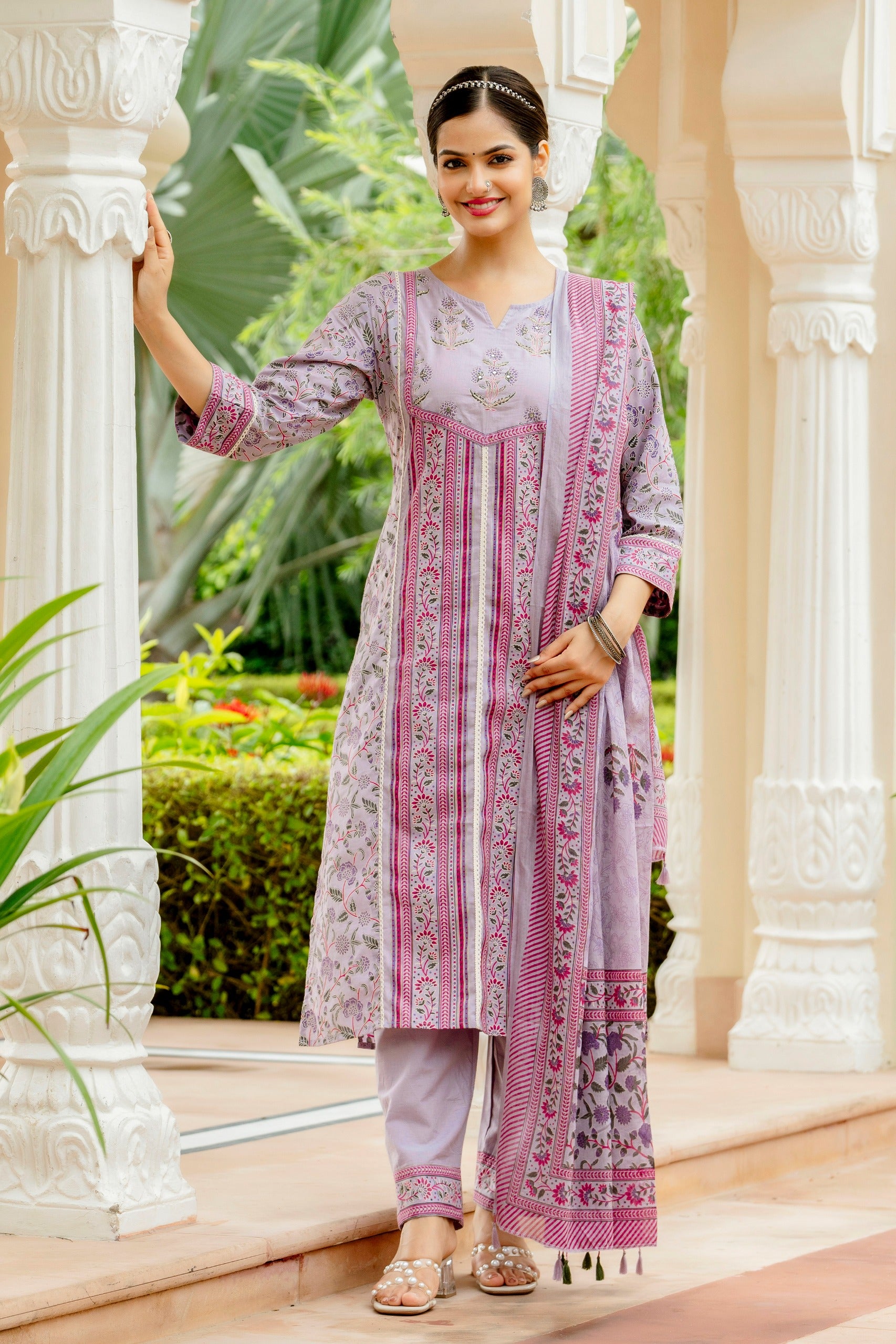 Beautiful kurti pant dupatta set in Premium Fine Cotton