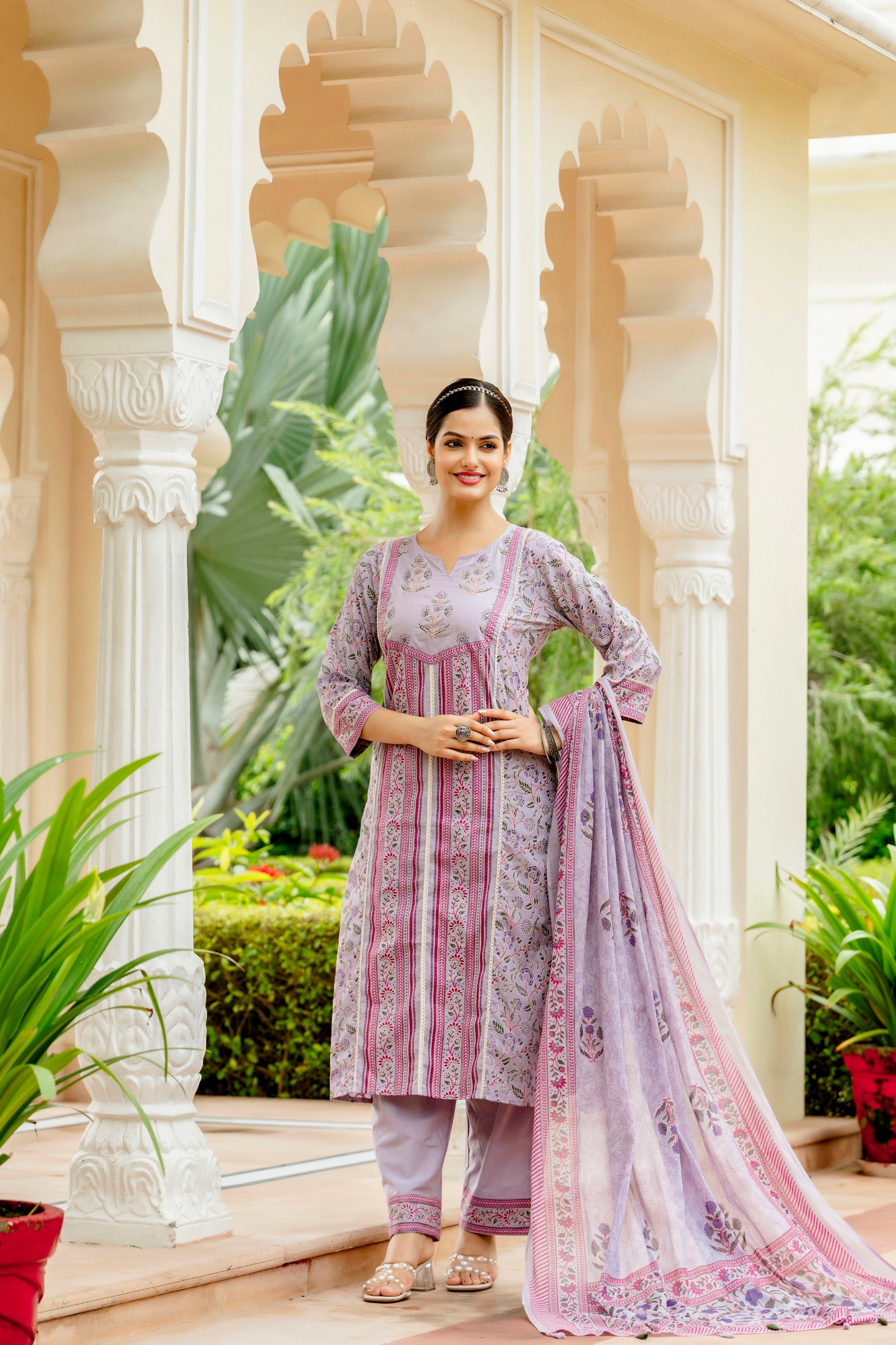 Beautiful kurti pant dupatta set in Premium Fine Cotton