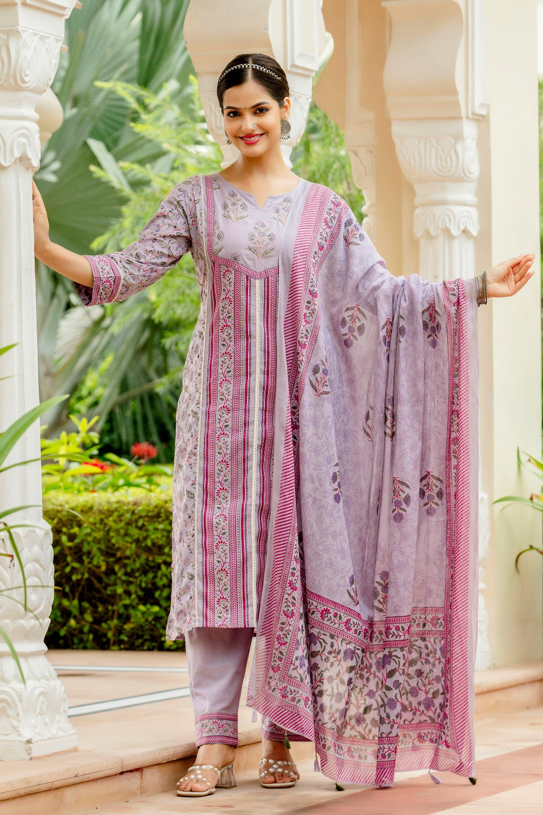 Beautiful kurti pant dupatta set in Premium Fine Cotton