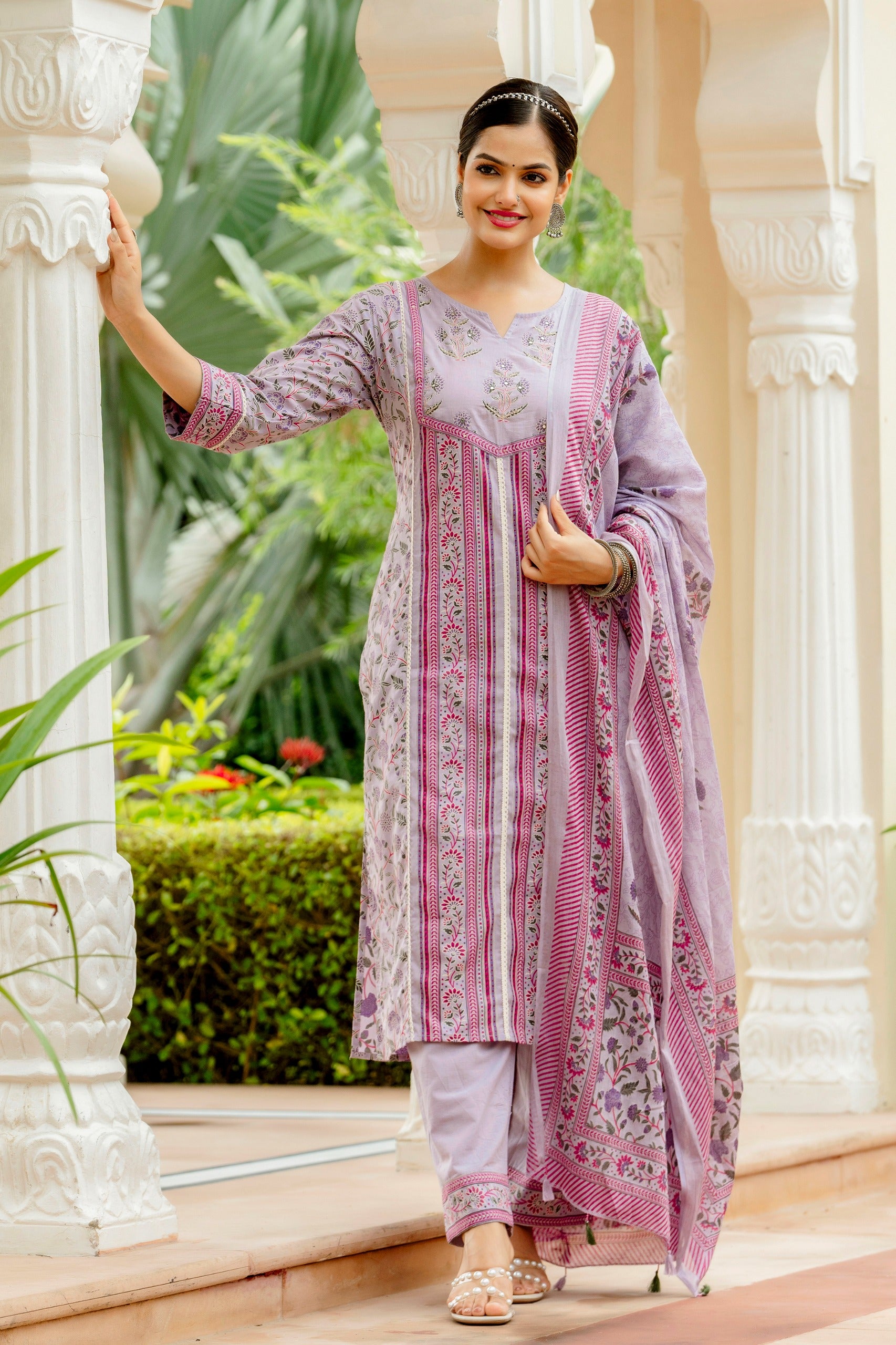 Beautiful kurti pant dupatta set in Premium Fine Cotton