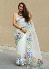 Soft pure organza handwork sarees