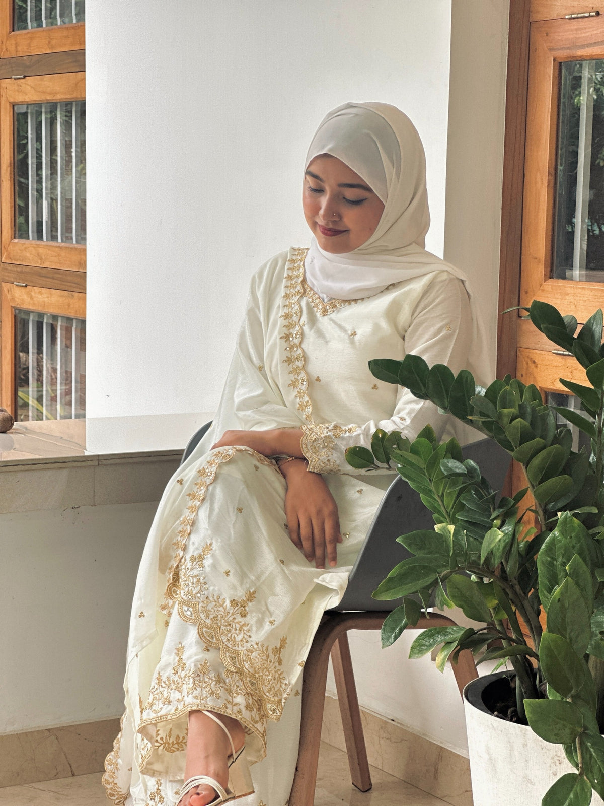 FESTIVAL SPECIAL SEQUENCE EMBROIDERY ON SILK FABRIC TOP AND PLAZZO WITH DUPATTA SET