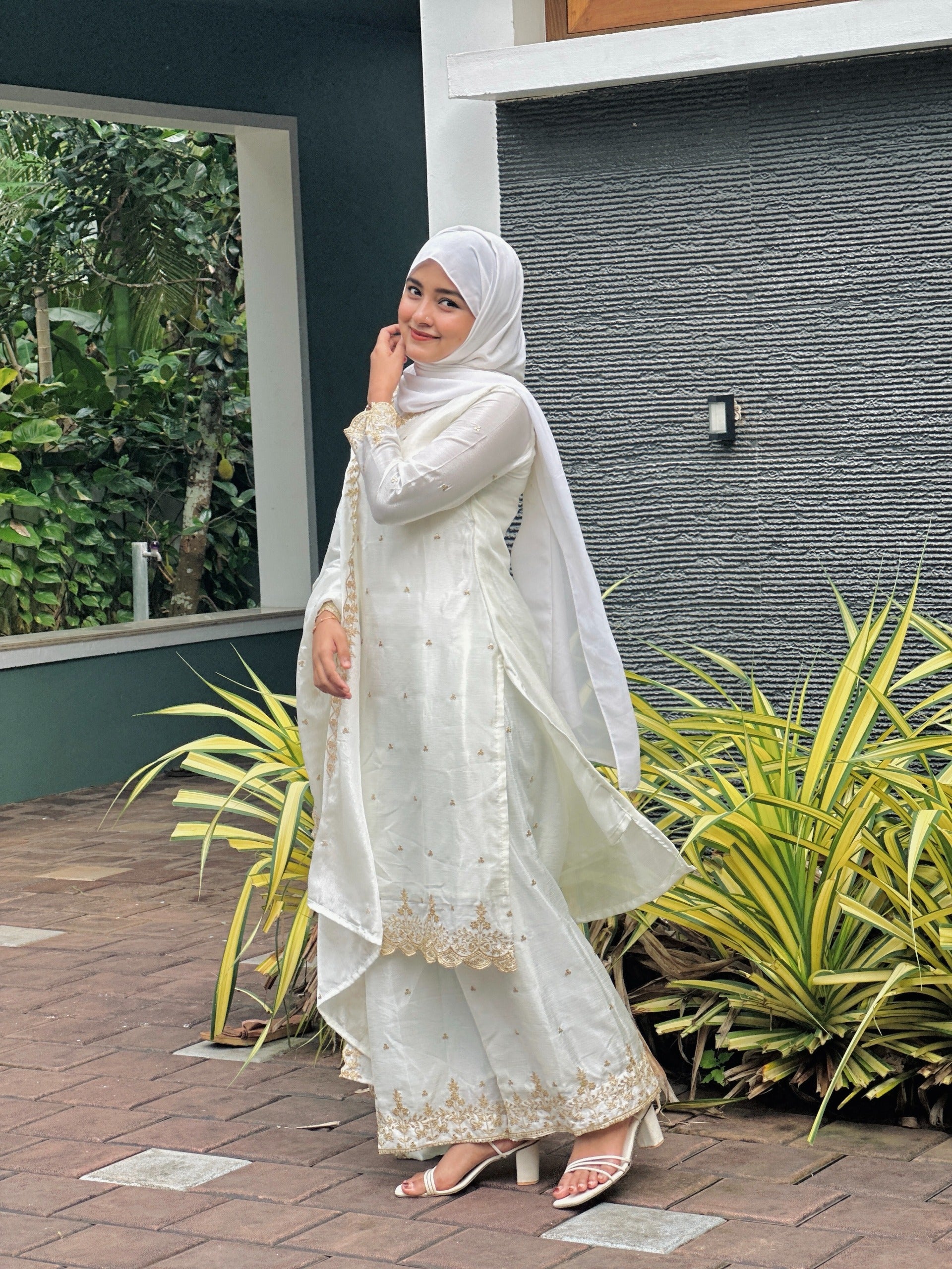 FESTIVAL SPECIAL SEQUENCE EMBROIDERY ON SILK FABRIC TOP AND PLAZZO WITH DUPATTA SET