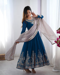 Elegant Embroidered Sequence Designer Anarkali Three Piece Set