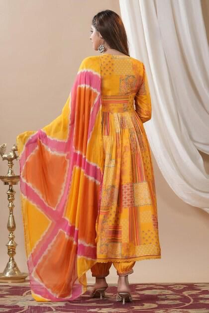 Beautiful Heavy quality Maslin Silk Fabric designer festive wear fully 2.8mtr Flair Gown and duppta