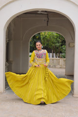 NEW ROMAN SILK TOP & LEHANGHA WITH BEAUTIFUL GHAMTHI EMBROIDERY WORK ON CHOLI