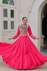 NEW ROMAN SILK TOP & LEHANGHA WITH BEAUTIFUL GHAMTHI EMBROIDERY WORK ON CHOLI