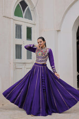 NEW ROMAN SILK TOP & LEHANGHA WITH BEAUTIFUL GHAMTHI EMBROIDERY WORK ON CHOLI