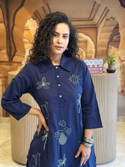 Classy kurti  embroidery work  detailing    with  pant  for all day comfort and trendy look