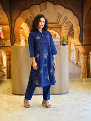 Classy kurti  embroidery work  detailing    with  pant  for all day comfort and trendy look