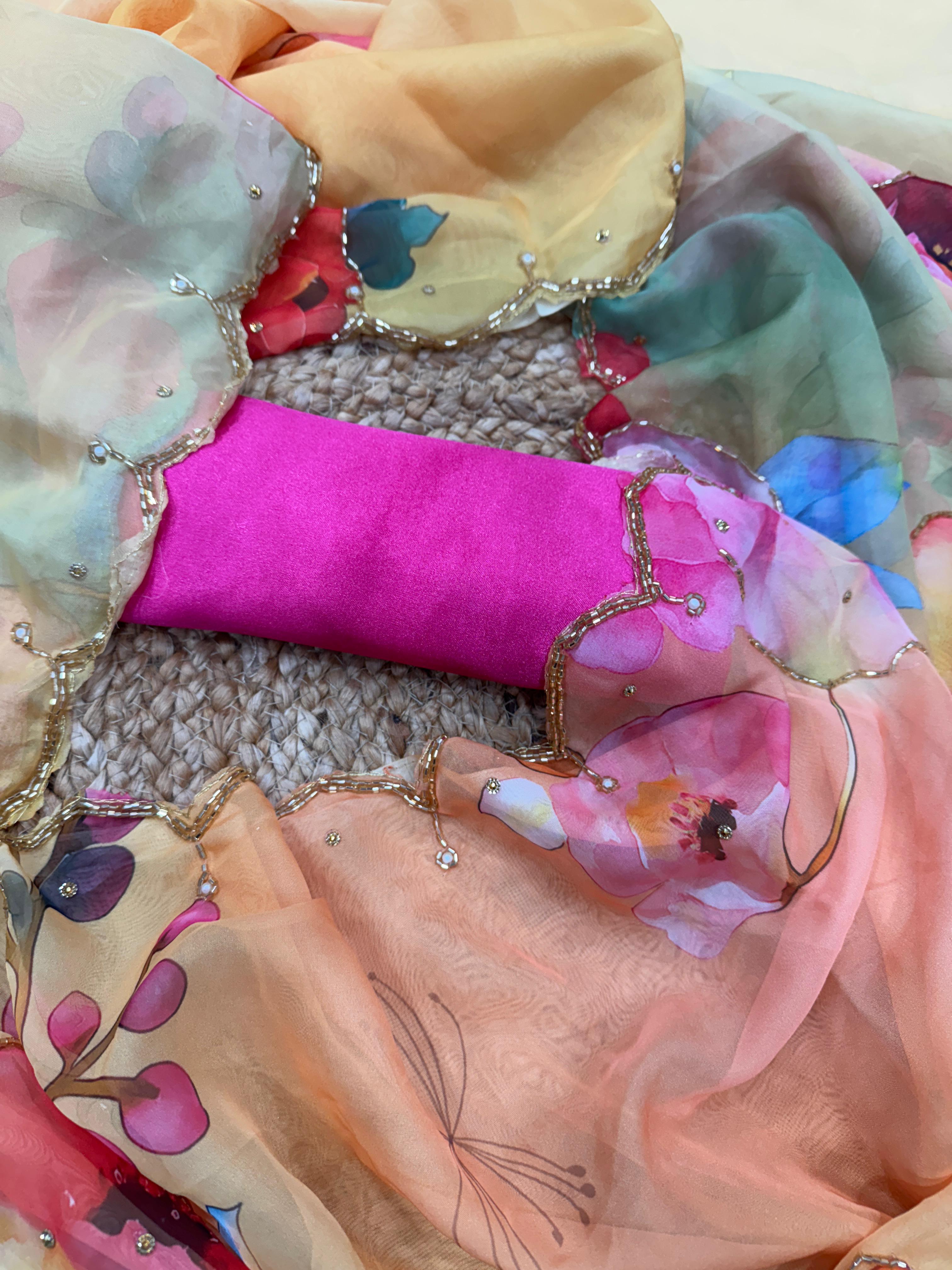 new exclusive floral handwork saree