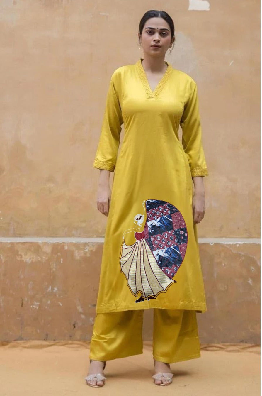 Beautiful Suit Sets in Soft Tesla Slub Top With Plazzo