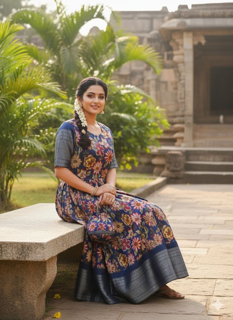 Gracefully elegant in this stunning kalamkari  Anarkali dress