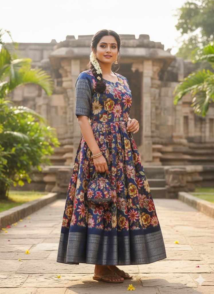 Gracefully elegant in this stunning kalamkari  Anarkali dress