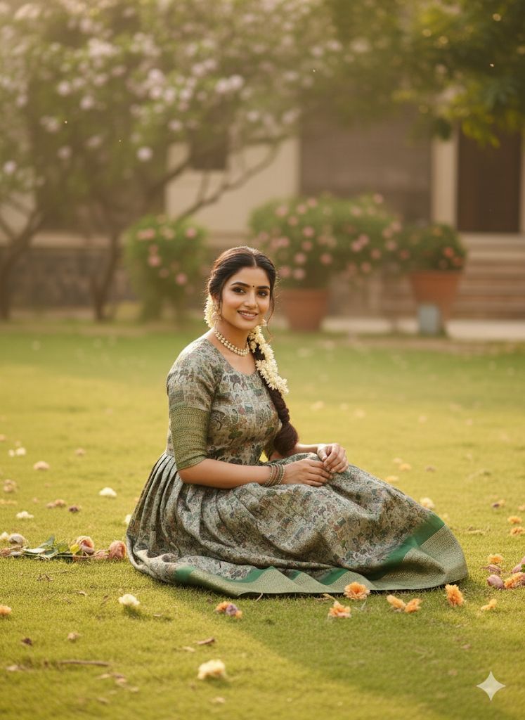 Gracefully elegant in this stunning kalamkari  Anarkali dress