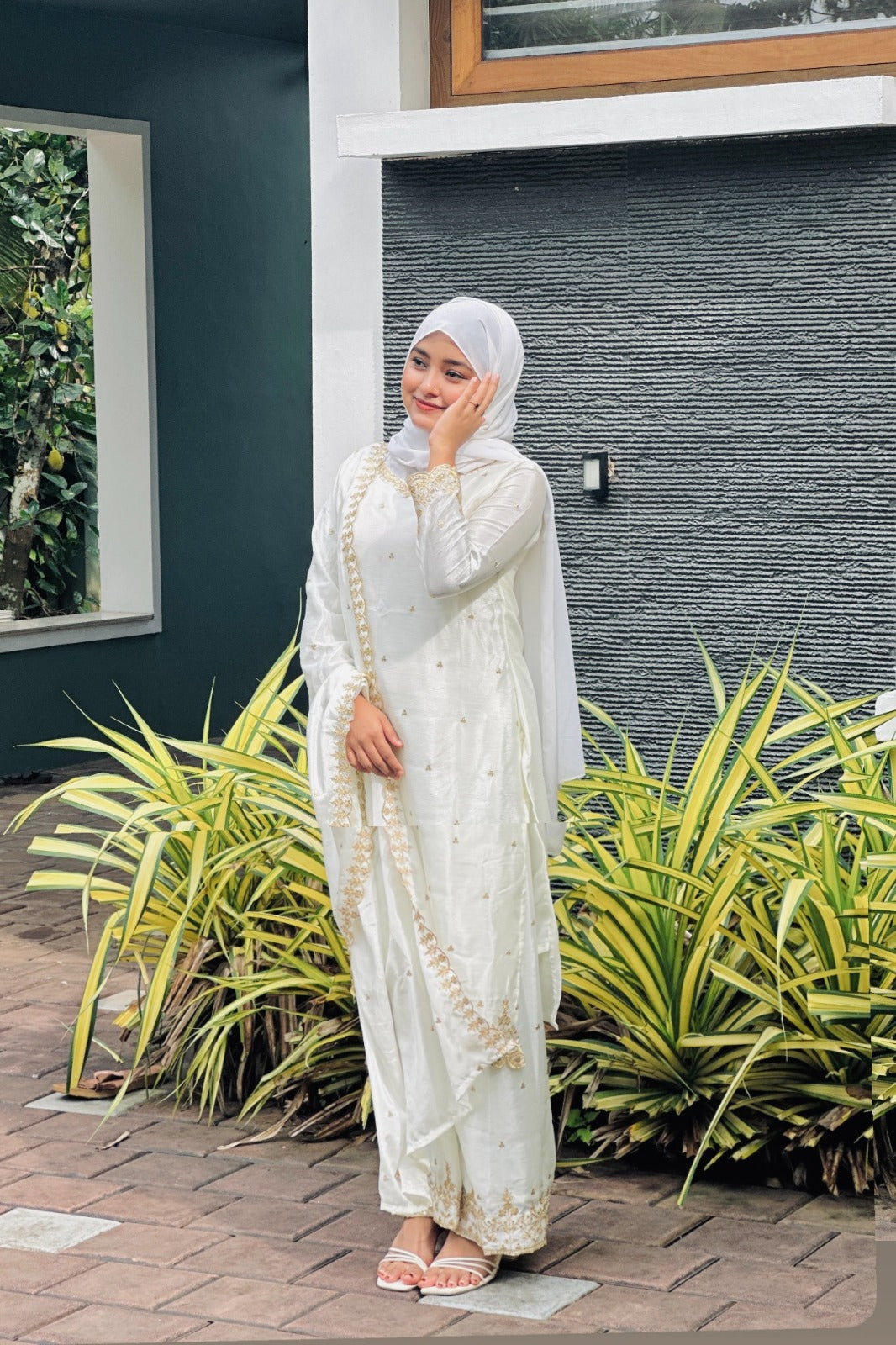 FESTIVAL SPECIAL SEQUENCE EMBROIDERY ON SILK FABRIC TOP AND PLAZZO WITH DUPATTA SET