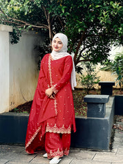 FESTIVAL SPECIAL SEQUENCE EMBROIDERY ON SILK FABRIC TOP AND PLAZZO WITH DUPATTA SET