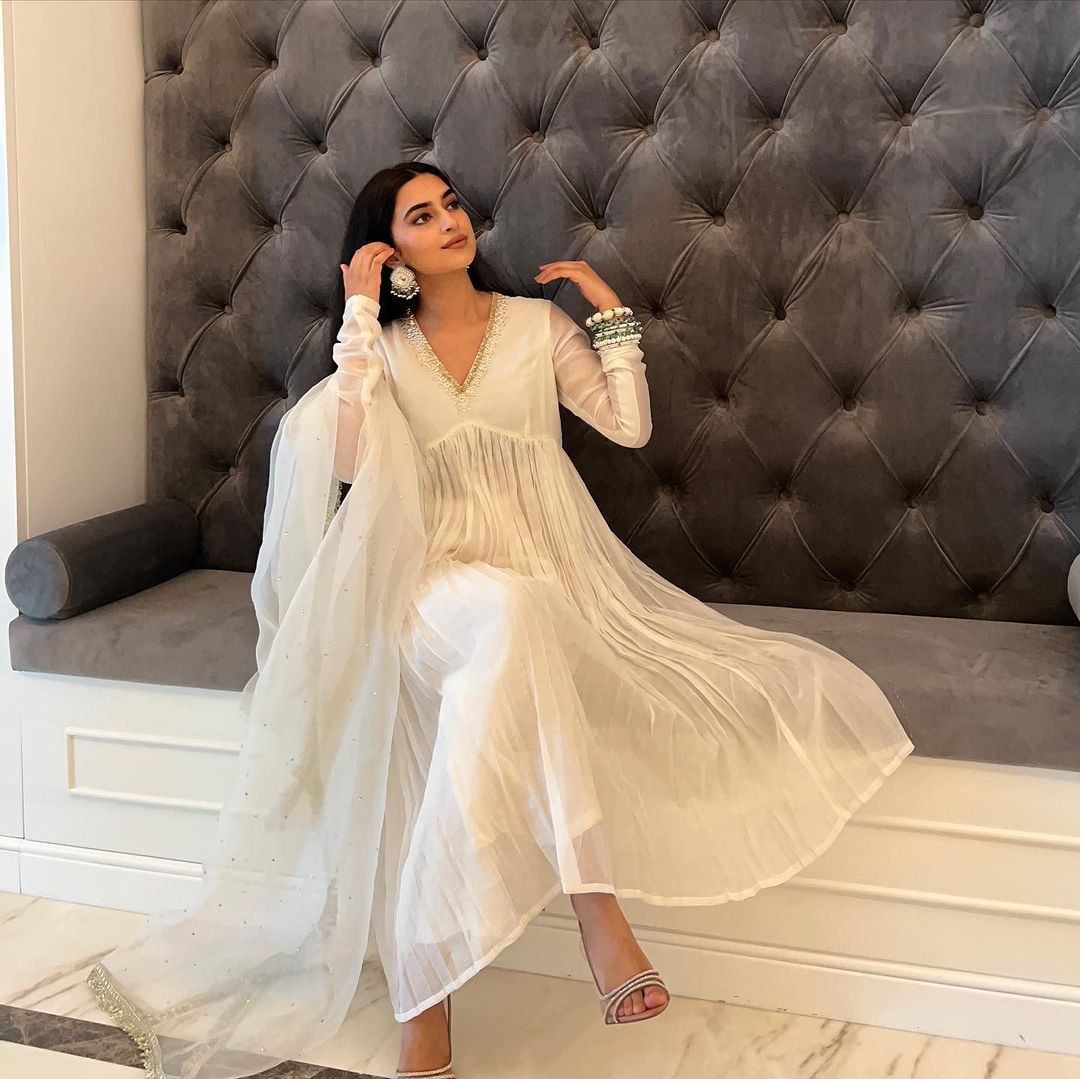 Party Wear Look Pur Chinon Silk Fancy Alia cut Anarkali Gown,Dupatta & Bottom Set