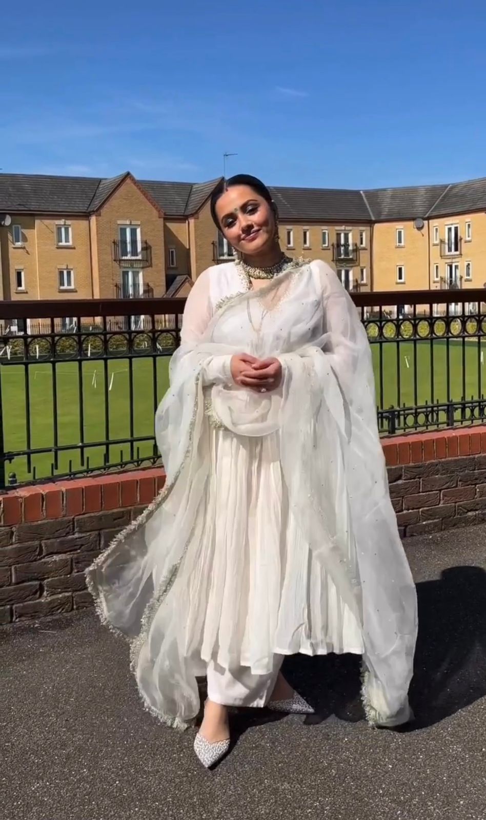 Party Wear Look Pur Chinon Silk Fancy Alia cut Anarkali Gown,Dupatta & Bottom Set