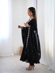 Embroidered Anarkali Suit Set with Dupatta – Available in Royal Purple, Classic Black & Green AllTreandy